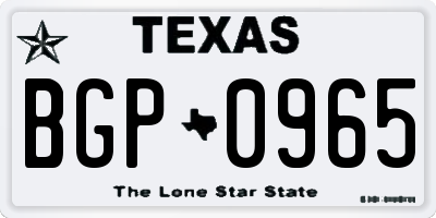 TX license plate BGP0965