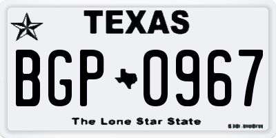 TX license plate BGP0967