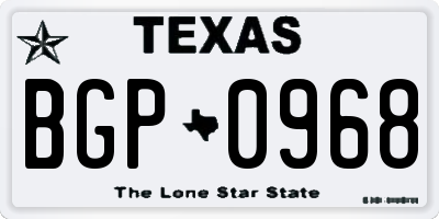 TX license plate BGP0968
