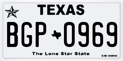 TX license plate BGP0969