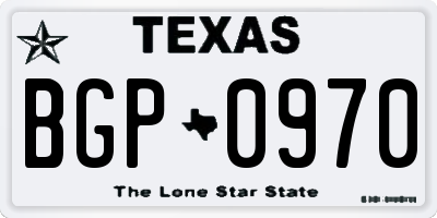 TX license plate BGP0970