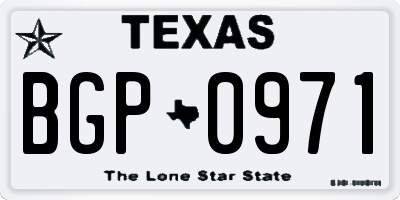 TX license plate BGP0971