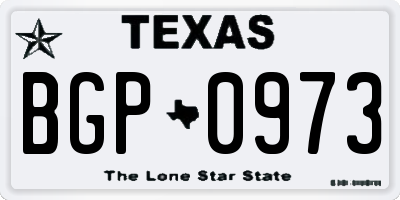 TX license plate BGP0973