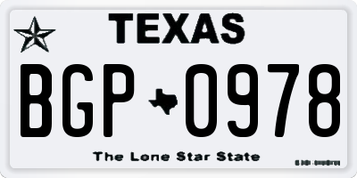TX license plate BGP0978