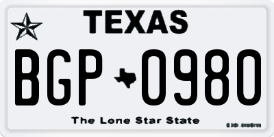 TX license plate BGP0980