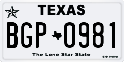 TX license plate BGP0981