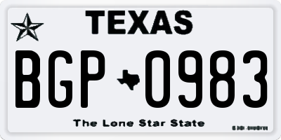 TX license plate BGP0983