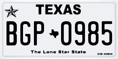 TX license plate BGP0985