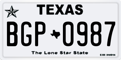 TX license plate BGP0987