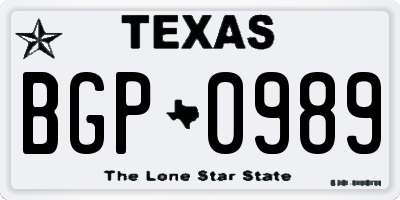 TX license plate BGP0989