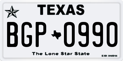 TX license plate BGP0990
