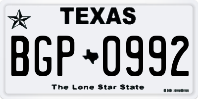 TX license plate BGP0992