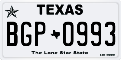 TX license plate BGP0993