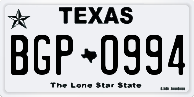 TX license plate BGP0994