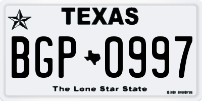 TX license plate BGP0997