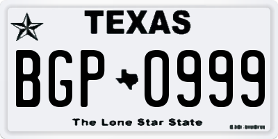 TX license plate BGP0999