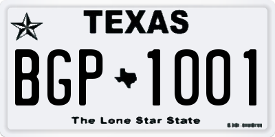 TX license plate BGP1001