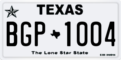 TX license plate BGP1004