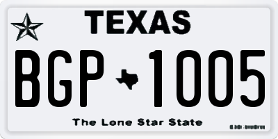 TX license plate BGP1005