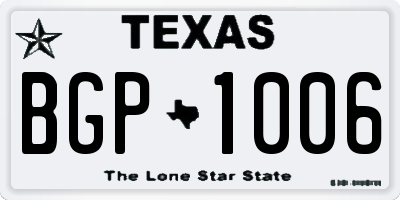 TX license plate BGP1006