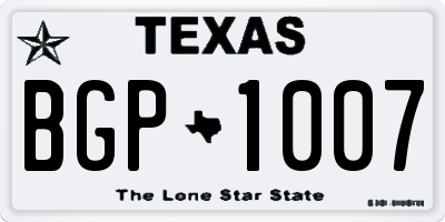 TX license plate BGP1007