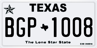 TX license plate BGP1008