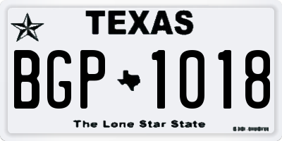 TX license plate BGP1018