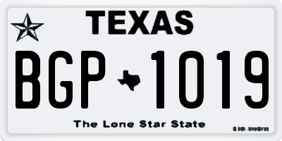 TX license plate BGP1019