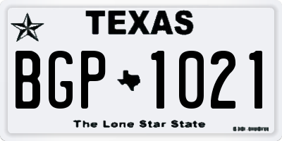 TX license plate BGP1021