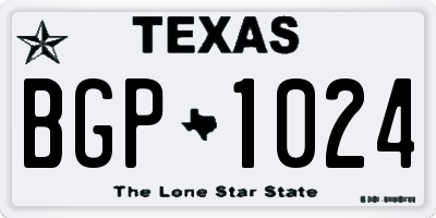 TX license plate BGP1024