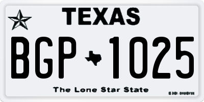 TX license plate BGP1025
