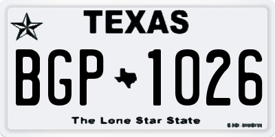 TX license plate BGP1026