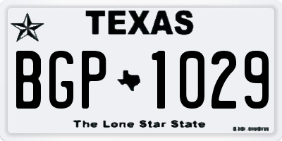 TX license plate BGP1029