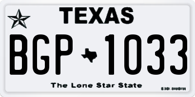TX license plate BGP1033