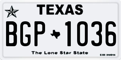 TX license plate BGP1036