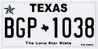 TX license plate BGP1038