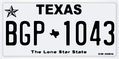 TX license plate BGP1043