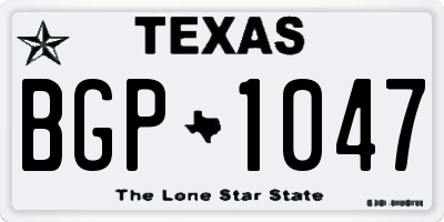 TX license plate BGP1047