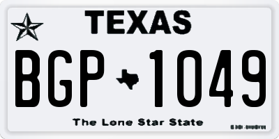 TX license plate BGP1049