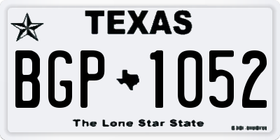 TX license plate BGP1052