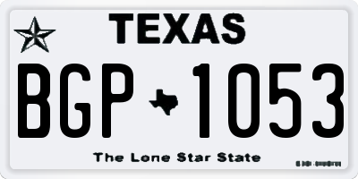 TX license plate BGP1053