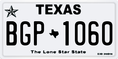 TX license plate BGP1060