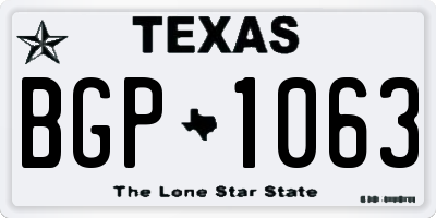 TX license plate BGP1063