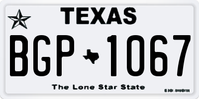 TX license plate BGP1067