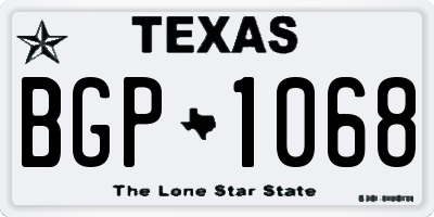 TX license plate BGP1068