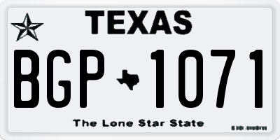 TX license plate BGP1071