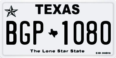 TX license plate BGP1080