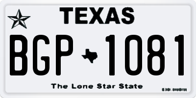 TX license plate BGP1081