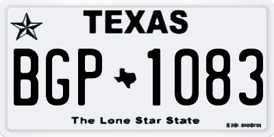 TX license plate BGP1083