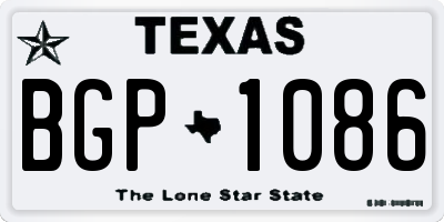TX license plate BGP1086